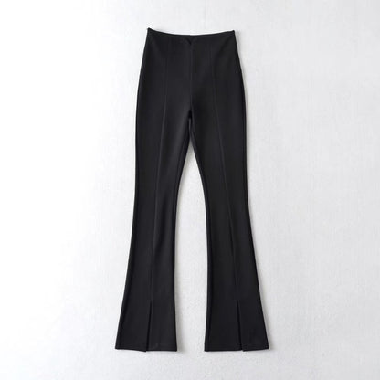 V-Shaped Waist Slit Casual High Waist Mopping Flared Pants Wholesale Women Bottoms