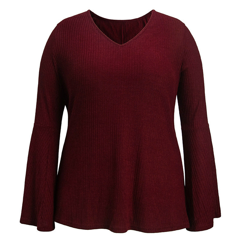 Plus Size Flare Sleeve Knit Top