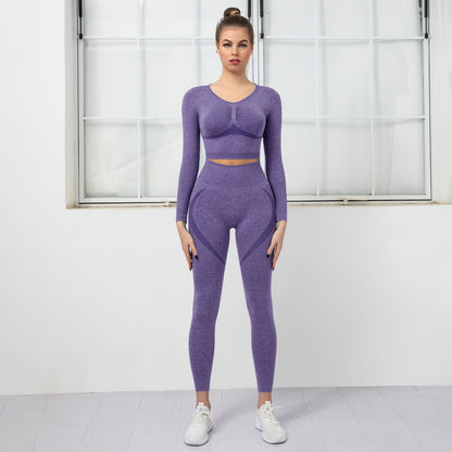 Seamless Knitted Yoga Suit Wholesale Activewear Women'S Sports Fitness Two-Piece Outfits