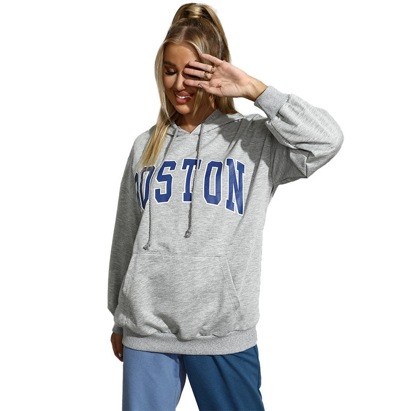 Hooded Letter Printed Sweater Pullover Women Wholesale