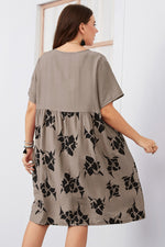 Fashion Print Swing Dress Short Sleeve Crew Neck Loose Dresses Wholesale Plus Size Clothing SDN560279