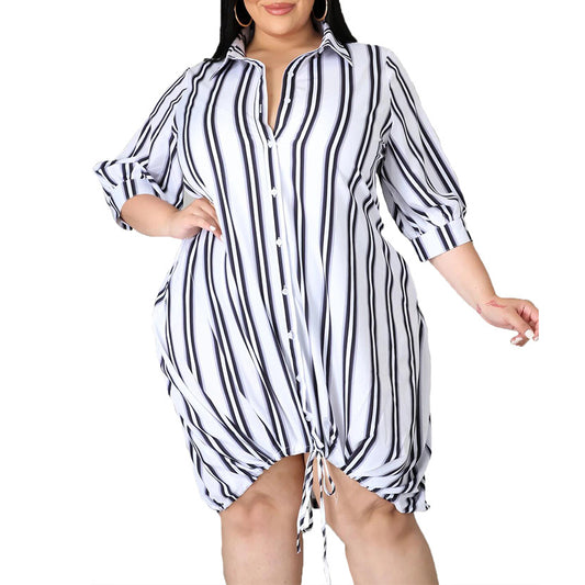 Striped Print Plus Size Dress Women Wholesale