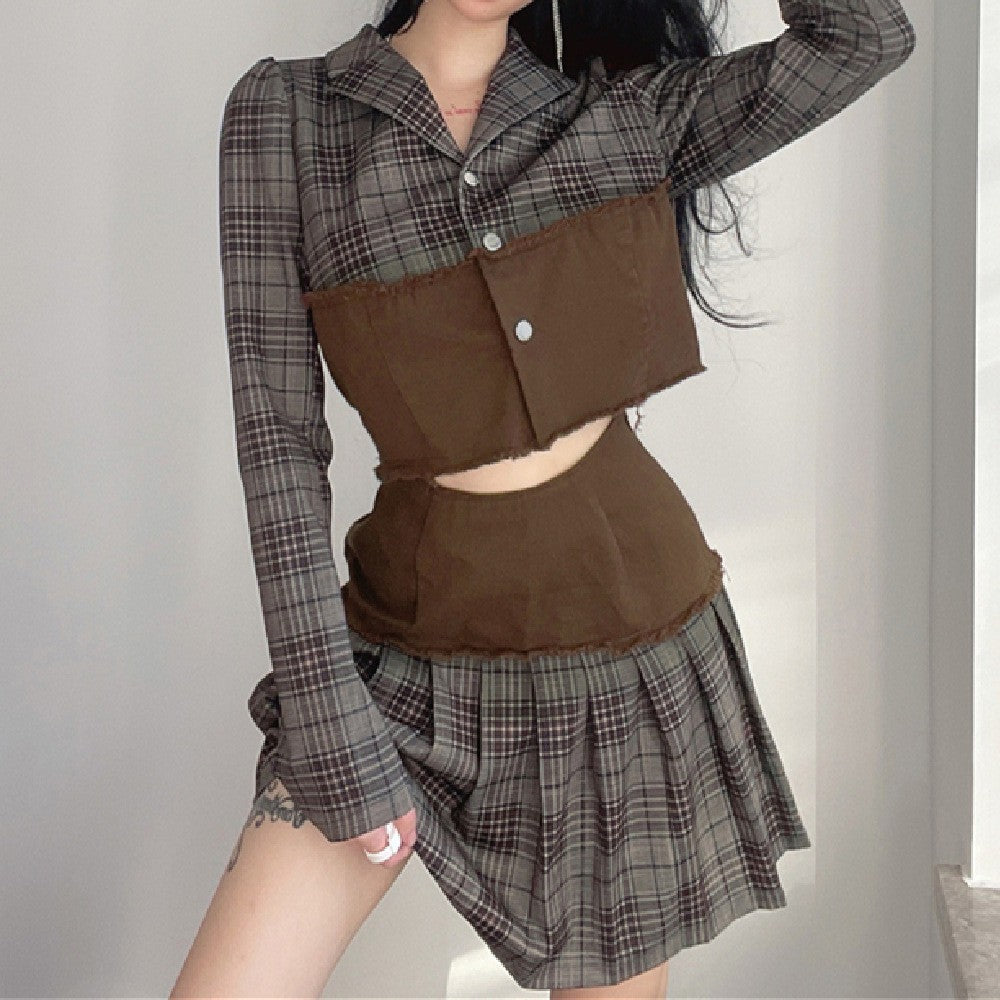 Button Down Gingham Wholesale Women Crop Top