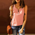 Women Fashion Sleeveless Zipper Plain Color Wholesale Tank Tops ST580236