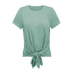 Women Fashion Short Sleeve Plain Knotted Wholesale T-shirts Summer
