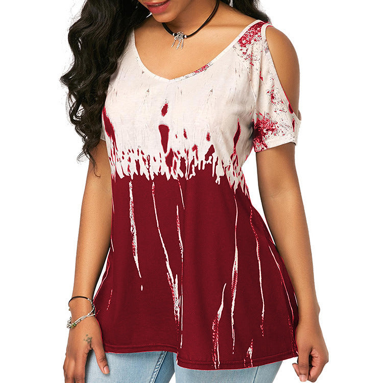 Bottoming T-Shirt With Off-Shoulder V-Neck Woman Wholesale