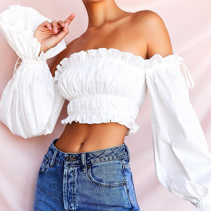 Off Shoulder Plain Crop Top