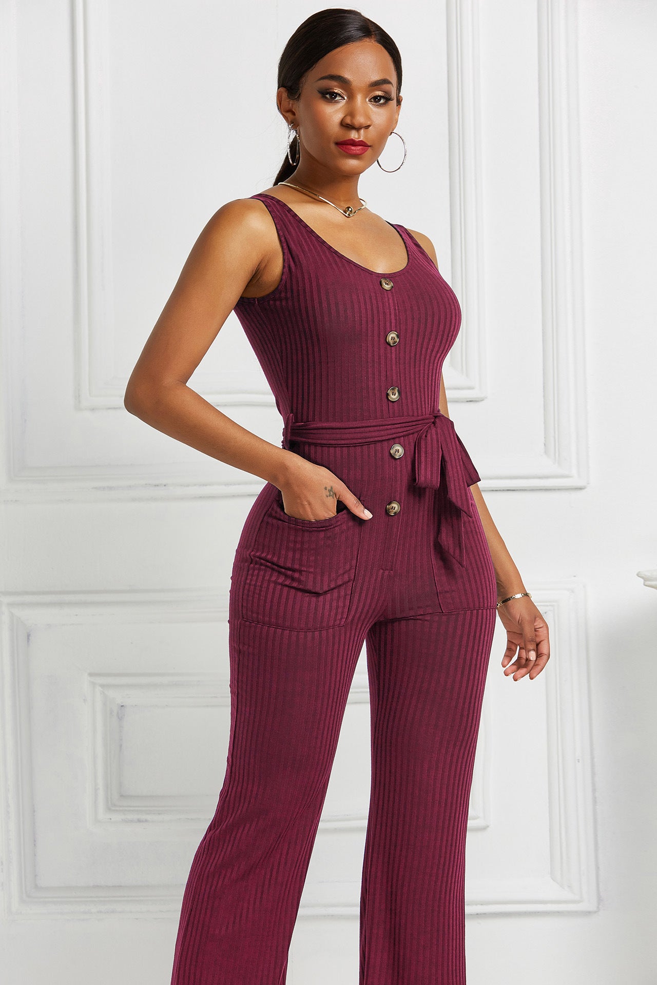 Solid Color Knitted Wholesale Jumpsuits Casual Wholesale Womens Fashion