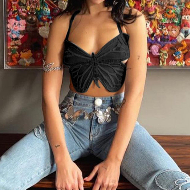 Sexy Butterfly Back Lace-Up Wholesale Crop Tank Tops