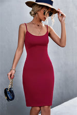 Sleeveless Slim Fit Solid Color Wholesale Cami Dress