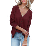 V-Neck Long-Sleeved Solid Color Cardigan Wholesale