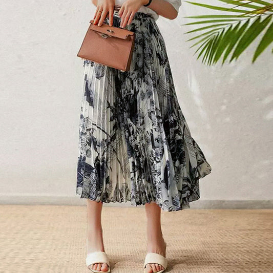 Autumn New Style Ink Painting Pleated Skirt Clothing Wholesale Vendor