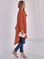 Fashion Solid Color Long Lapel Shirt Blouse Wholesale Womens Tops