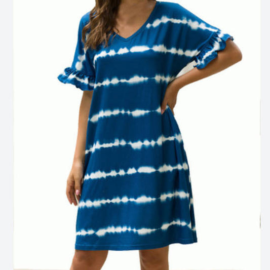 Mid-Length Striped Print T-Shirt Dress Wholesale Dresses