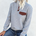 Retro Stand-Up Collar Long-Sleeved Patchwork Wholesale Sweatshirt