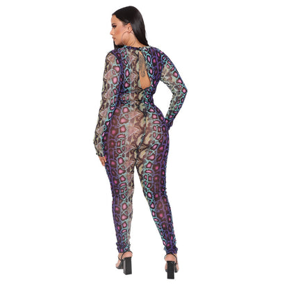 Snake-Skin Print Fashion Sexy Women Jump-Suit Wholesale Jumpsuits