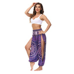 Fashion Printed Women'S Cutout Slit Casual Loose Yoga Bloomers Soft Sports Pants Workout Clothes In Bulk