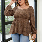 Printed Waist Long Sleeve Curvy Tunic Tops Wholesale Plus Size Clothing