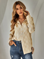 Long Sleeve Fashion Blouse Plaid Jacquard Shirt Wholesale Womens Tops