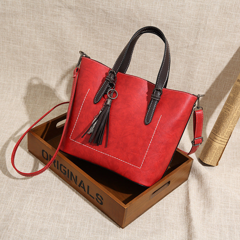 Fashion Trendy Women'S Tassel Large Bucket Bag Retro Shoulder Bags Wholesale Handbag