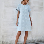Short Sleeve Jacquard Plain Wholesale Casual Dresses For Women Summer