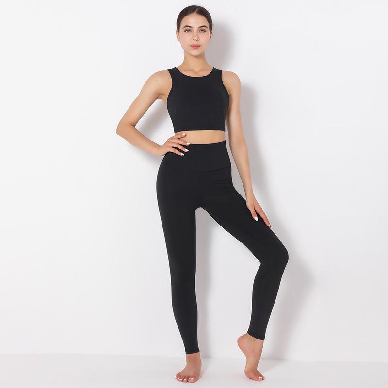 Yoga 2pcs Sets Athletic Vests & Leggings Jelly Feeling Activewear Wholesale Workout Clothes