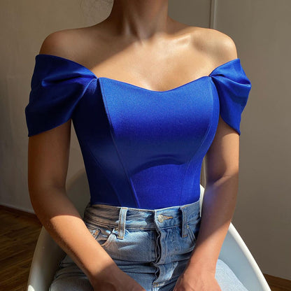 Off Shoulder Corset Tube Top Slim Solid Color Satin Summer Tank Tops Wholesale