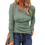 Round Neck Stitching Lace Sleeve Long-Sleeve T-Shirt Wholesale Womens Tops