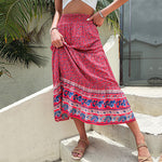 Bohemian Print Midi Floral Skirt Wholesale Skirts