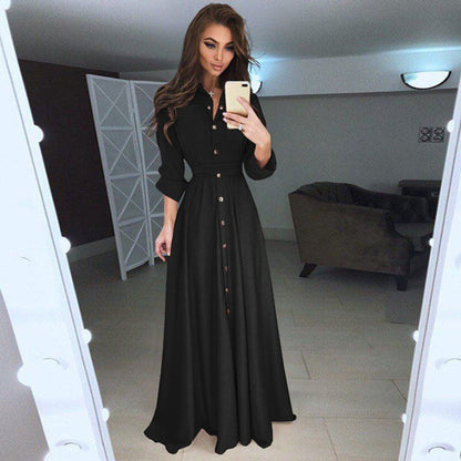 Slim Long Sleeve Button Tie Shirt Dress Wholesale Maxi Dresses