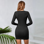 Slim Strappy Long-Sleeved Hip Bodycon Dress Wholesale Dresses