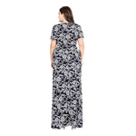 Wholesale Plus Size Women'S Clothing Short-Sleeved Simple Printed Round Neck Large Swing Slim Long Maxi Dress