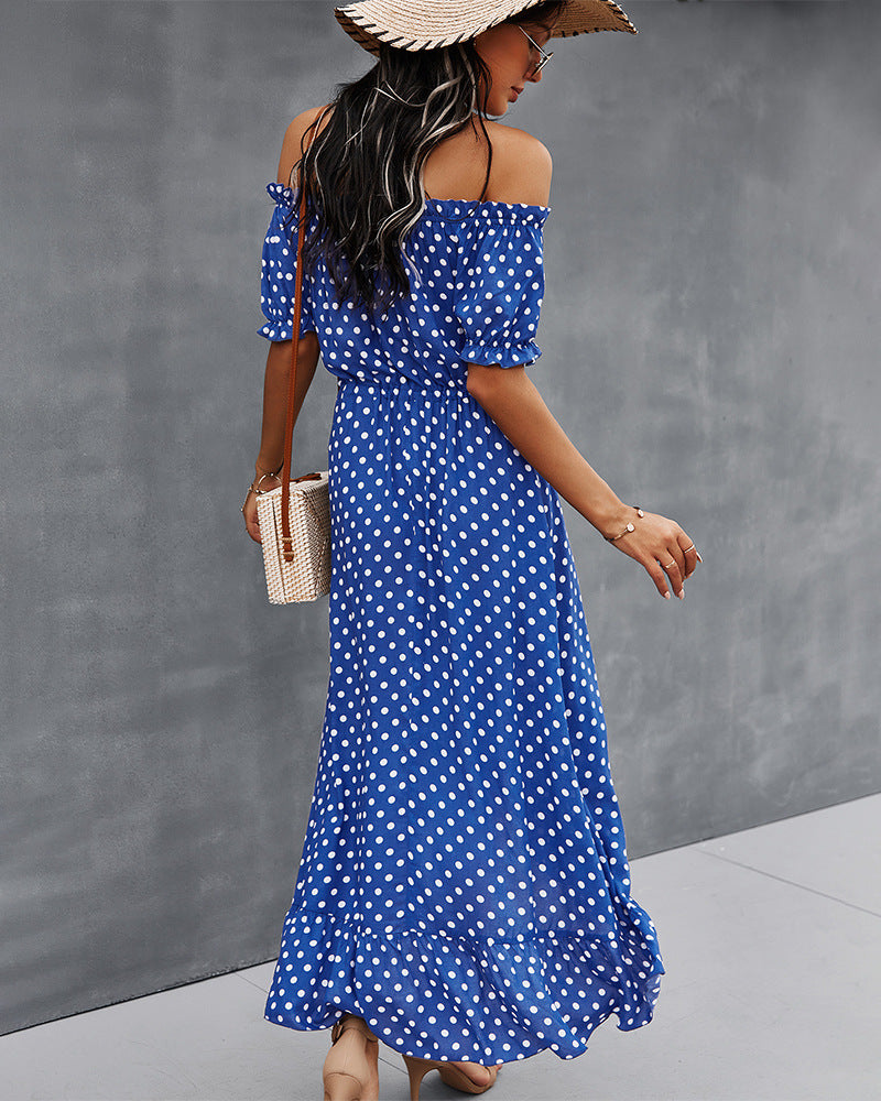 Off Shoulder Polka Dot Casual Wholesale Dresses Fashion Clothing