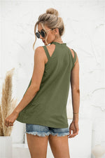 Solid Color Casual Off Shoulder Loose Sleeveless Womens Shirts Wholesale Tank Tops