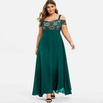 One-Shoulder Lace Women Curvy Maxi Dresses Wholesale Plus Size Clothing