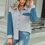 Fashion Lapel Plush Single-Breasted Color Blocking Long Sleeve Jacket Wholesale Coats