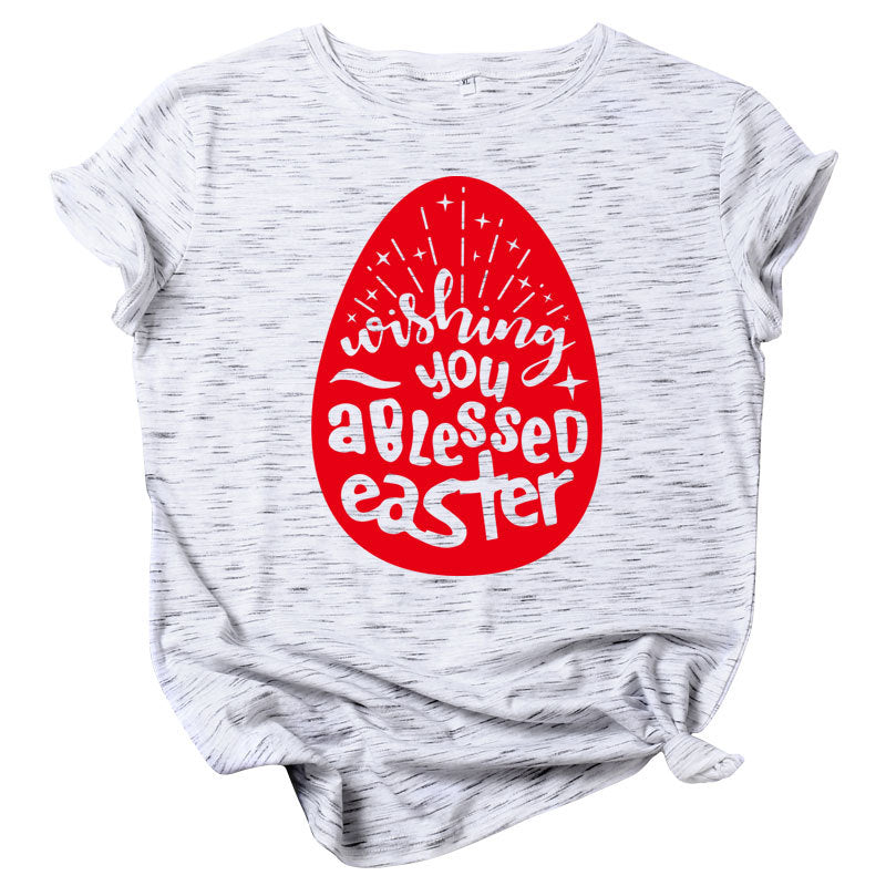 Women Fashion Easter Print Wholesale T-shirts Summer