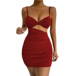 Spaghetti Strap Solid Color Sleeveless Hollow Out Wholesale Cami Bodycon Dresses For Women