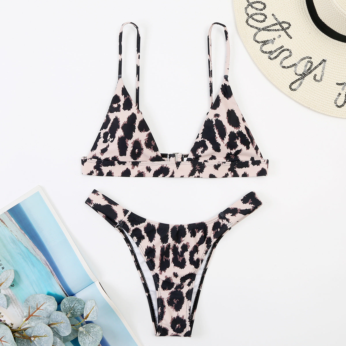 Split Swimsuits Fashion Print Sexy Mini Bikini Womens 2 Piece Sets Swimwear Wholesale Vendors