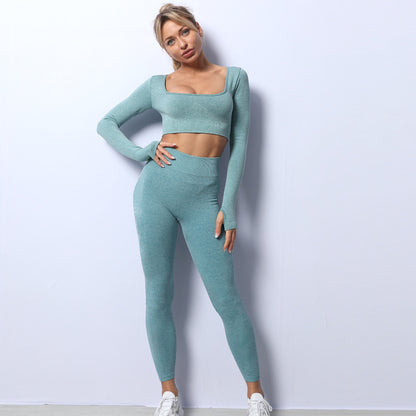 Solid Color Sport Tops & Legging Fitness Yoga Suits Wholesale Activewear Sets