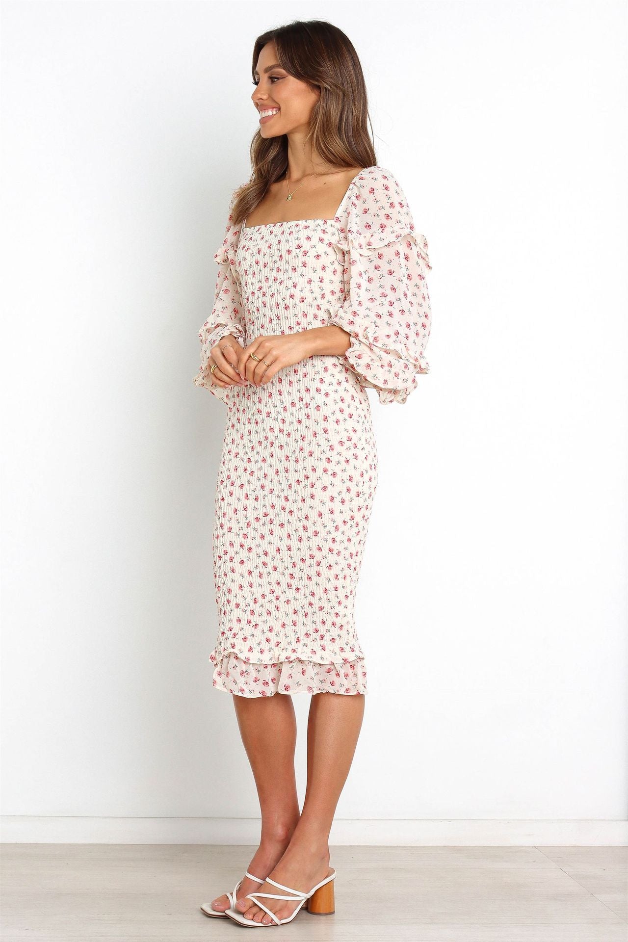 Printed Long Sleeve Hip Bodycon Dress Wholesale Dresses