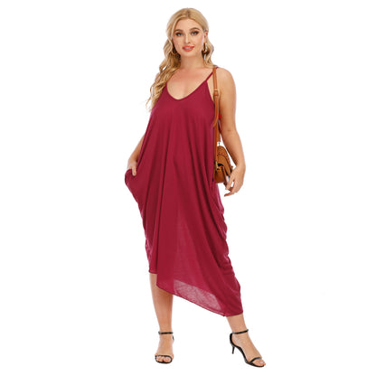 V Neck Casual Wholesale Plus Size Dresses Solid Color