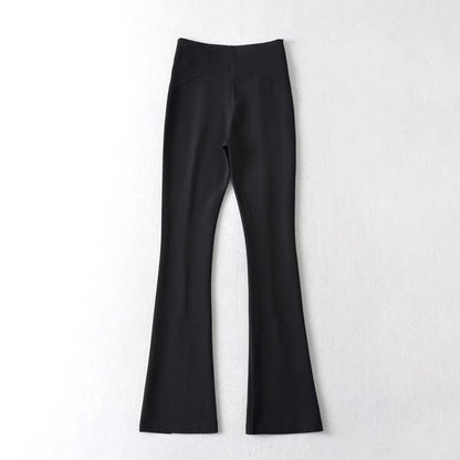 V-Shaped Waist Slit Casual High Waist Mopping Flared Pants Wholesale Women Bottoms