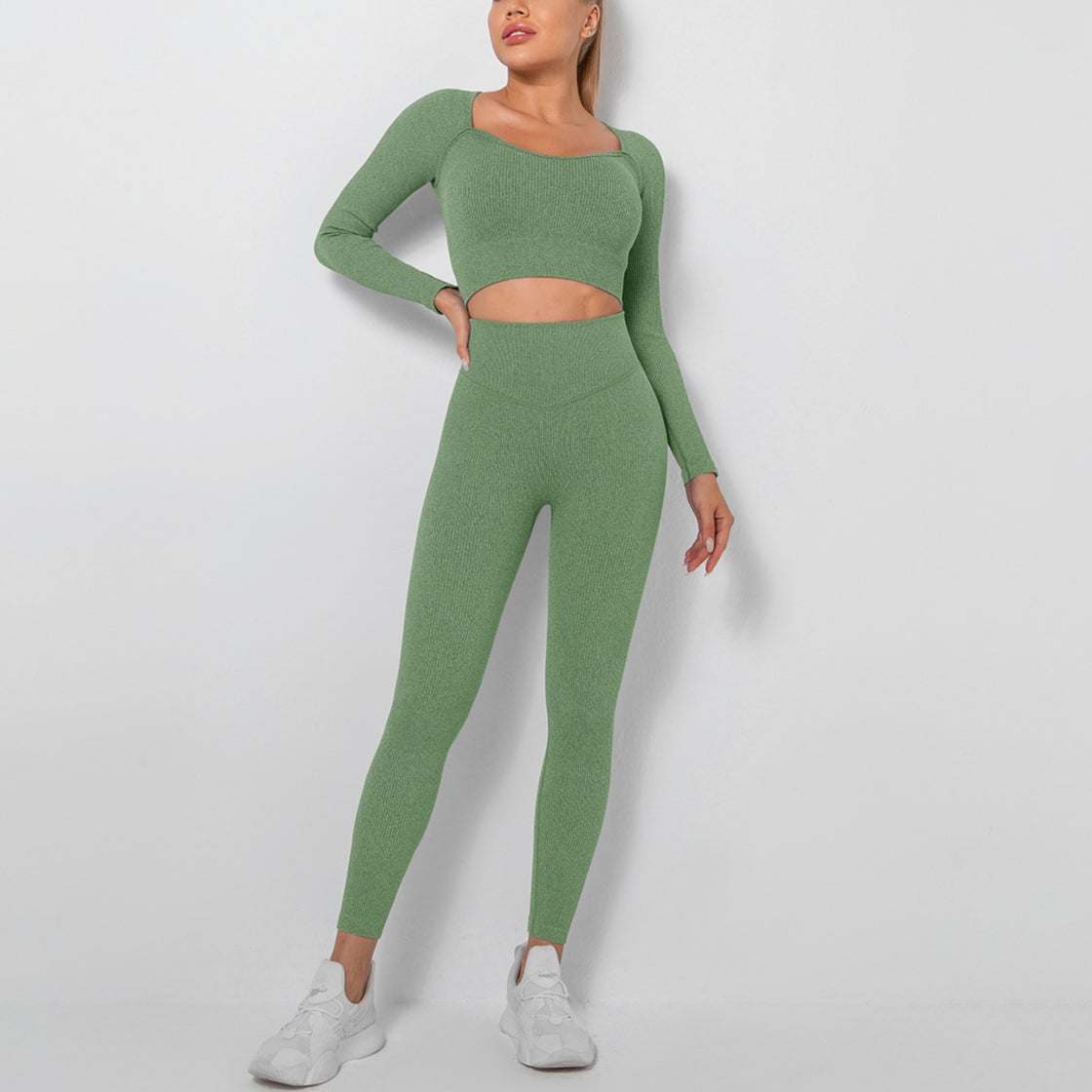 Seamless Thread Multi-Angle Stitching Long-Sleeved Sports Fitness Suit Wholesale Women Clothing