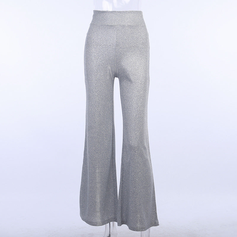 Shiny High Waist Wide-Leg Pants