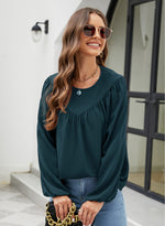 Chiffon Loose Solid Color Lantern Sleeve Tops Wholesale Womens Long Sleeve T Shirts