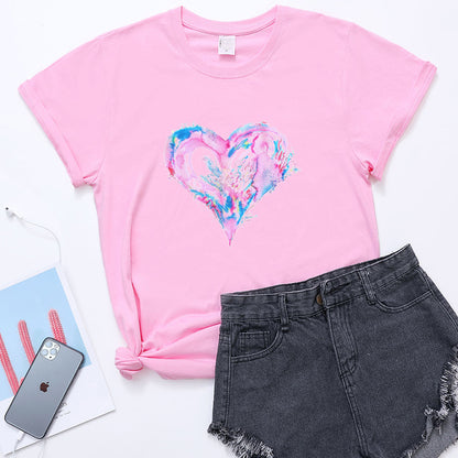 Valentine'S Day Short Sleeve Wholesale T Shirts Fashion Heart Printed