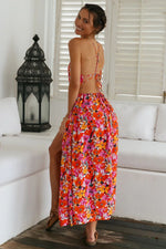 Drawstring Mid-Waist Cutout Floral Side Slit Off-The-Shoulder Dress Wholesale Dresses
