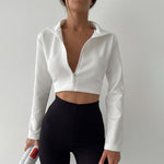 Fashion Wholesale Crop Tops Solid Color Zipper Design Wholesale Women Clothing