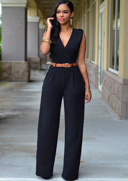 Wholesale Women Outfits V Neck Casual Jumpsuits Trendy Online Boutiques